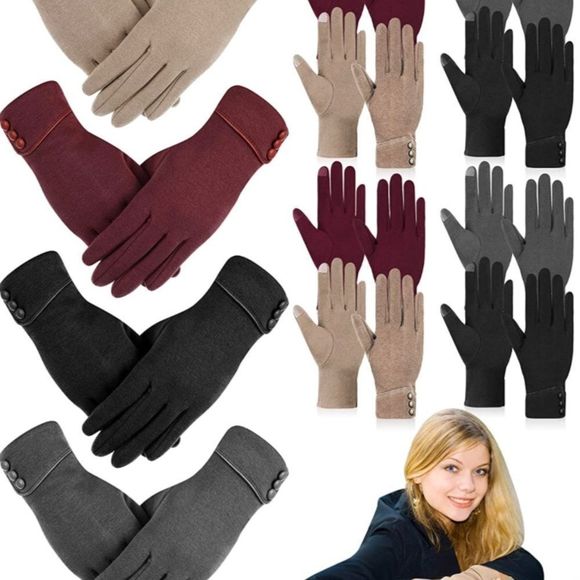 COPY - 4 pairs Warm Touchscreen Gloves Bulk Winter Windproof Gloves Black,Gray,… - Picture 1 of 3
